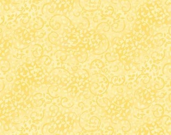 Essentials Basics Light Yellow Scroll Cotton Quilting Fabric, Floral Fabric, Wilmington Prints Essentials.