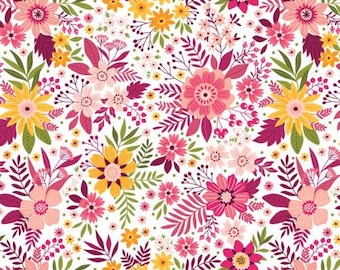 Among the Wildflowers Wildflowers Berry Fabric Yardage, Shelley Cavanna, Benartex, Cotton Quilt Fabric, Floral Fabric