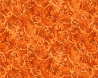 Harvest Tribute Orange Fantasia Fabric Yardage, Michael Miller, Cotton Quilt Fabric Yardage, Floral Fabric