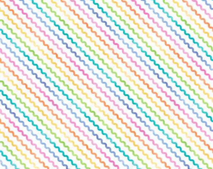 Raindrops & Sunshine Rainbow Rick Rack Fabric Yardage, Anne Rowan, Wilmington Prints, Cotton Quilt Fabric
