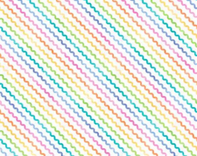 Raindrops & Sunshine Rainbow Rick Rack Fabric Yardage, Anne Rowan, Wilmington Prints, Cotton Quilt Fabric