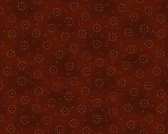 Chocolate Covered Cherry Cherry Wreath Circles Fabric Yardage, Kim Diehl, Henry Glass, Cotton Quilt Fabric, Floral Fabric