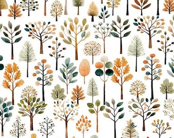 Bigfoot Trees White Fabric Yardage, QT Fabrics, Cotton Quilt Fabric, Bigfoot Fabric
