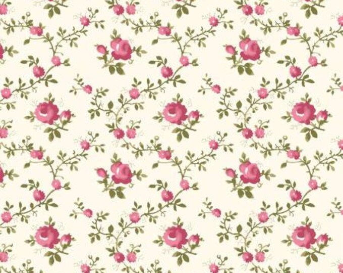 French Roses Light Cream Trellis Fabric Yardage, Clothworks Collection, Clothworks, Cotton Quilt Fabric, Floral Fabric, Rose Fabric