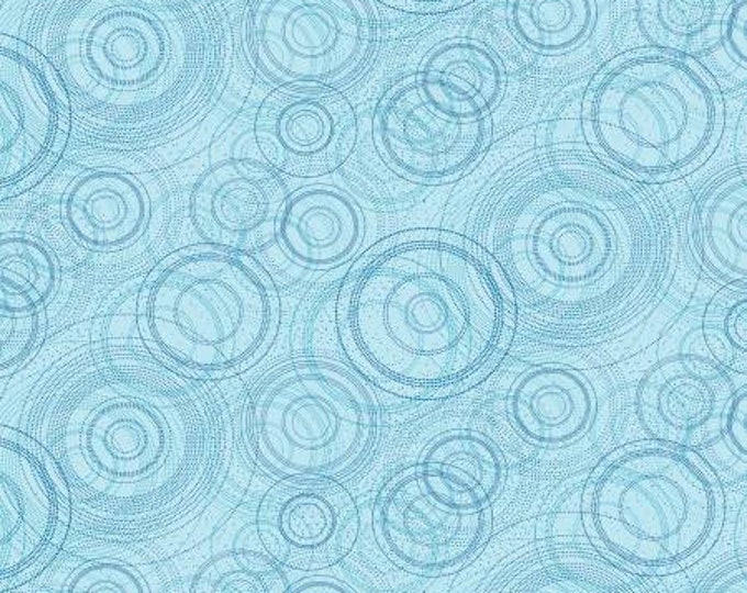 Pearl Reflections Beaded Circle Light Aqua Pearlized  Quilting Fabric by KANVAS, from Benartex, Floral Fabric