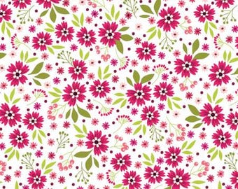 Among the Wildflowers Poppies Berry Fabric Yardage, Shelley Cavanna, Benartex, Cotton Quilt Fabric, Floral Fabric