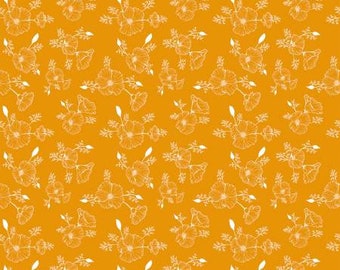 Golden Poppies Tonal Orange Fabric Yardage, Riley Blake Designs, Cotton Quilting Fabric, Floral Fabrics