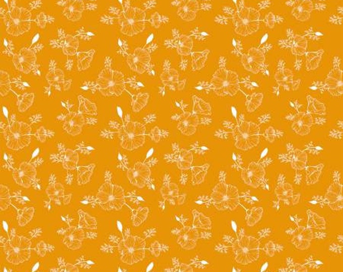 Golden Poppies Tonal Orange Fabric Yardage, Riley Blake Designs, Cotton Quilting Fabric, Floral Fabrics