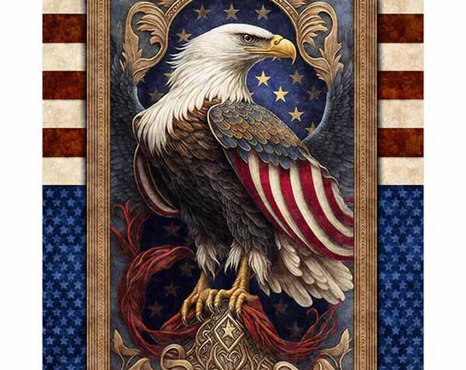 American Spirit Patriotic Eagle 36-Inch Fabric Panel, Morris Creative Group, QT Fabrics, Cotton Quilt Fabric