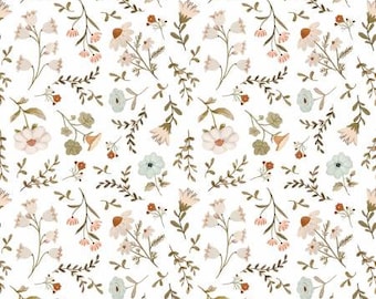 House & Home White Meagan Fabric Yardage, Michal Marko, Poppie Cotton, Cotton Quilt Fabric, Floral Fabric