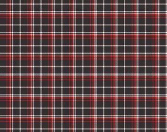 Into the Woods Plaid Black Fabric Yardage, Lori Whitlock, Riley Blake Designs, Cotton Quilt Fabric