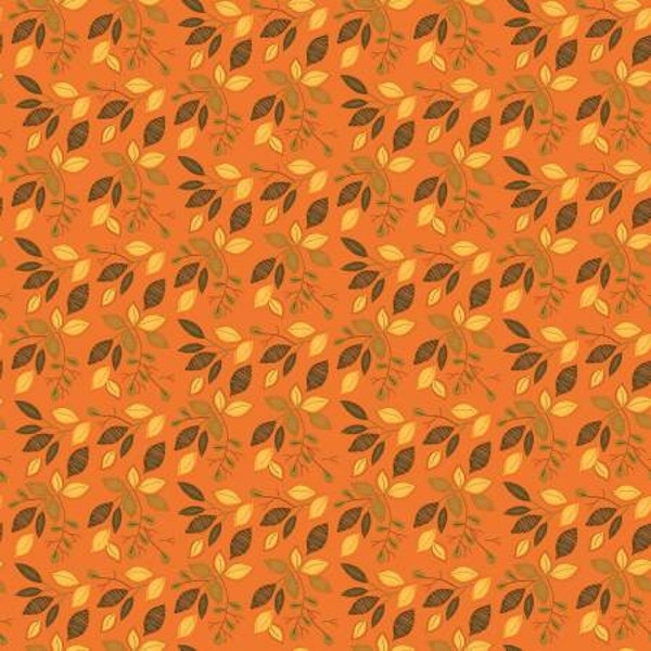 Adel in Autumn Leaves Orange Fabric Yardage, Sandy Gervais, Riley Blake Designs, Cotton Quilt Fabric, Autumn Fabric