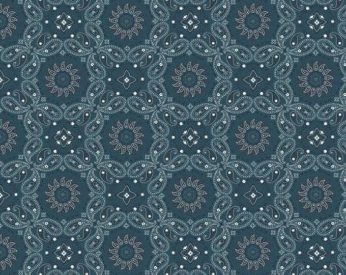 American Legacy Bandana Blue Fabric Yardage, Dani Mogstad, Riley Blake Designs, Cotton Quilting Fabric, Floral Fabric