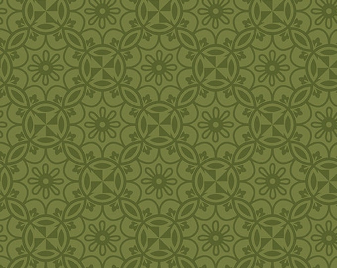 Home Grown Medallion Green  Cotton Quilting Fabric, Floral Fabric, Mask Fabric, Nancy Halvorsen, Benartex.