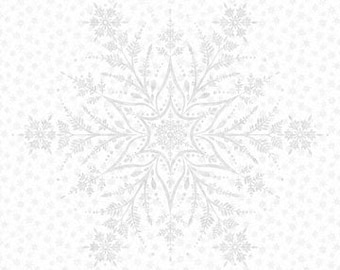 Shimmer Frost Snowflake Panel Fabric Yardage, Deborah Edwards, Northcott Fabrics, Cotton Quilt Fabric, Snowflake Fabric