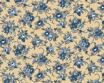 Delightful Bouquet Gold Fabric Yardage, Gerri Robinson, Riley Blake Designs, Cotton Quilt Fabric