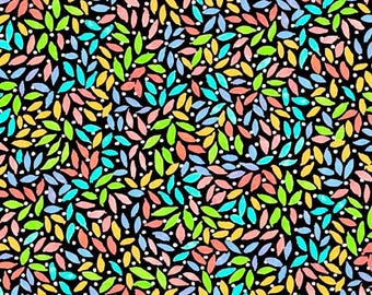 Twilight Garden Packed Leaves Black Fabric Yardage, Quilting Treasures, Cotton Quilt Fabric, Floral Fabric