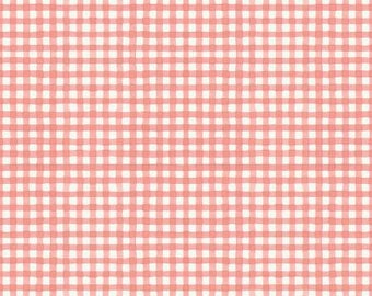 Countryside Gingham Coral Fabric Yardage, Lisa Audit, Riley Blake Designs, Cotton Quilt Fabric, Gingham Fabric