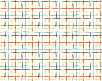 Happy at Home Plaid White Fabric Yardage, Tara Reed, Riley Blake Designs, Cotton Quilt Fabric