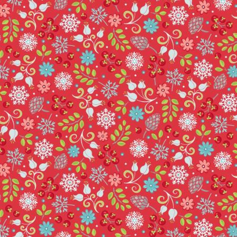 Winter Fabric First Frost Red Little Floral Cotton Quilting Etsy