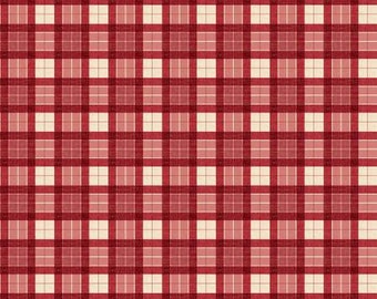 Remnant 1-Yard Evergreen Farm Red Plaid Fabric Yardage, Susan Winget, Wilmington Prints, Cotton Quilt Fabric, Holiday Fabric