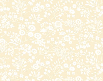 Better Basics Deluxe Floral Garden White/Ecru Fabric Yardage, Kanvas Studio, Benartex, Cotton Quilt Fabric, Floral Fabric