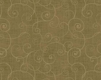 Whimsy Basics Olive Swirl Fabric Yardage, Color Principle Studio, Henry Glass, Cotton Quilt Fabric, Floral Fabric
