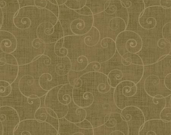 Whimsy Basics Olive Swirl Fabric Yardage, Color Principle Studio, Henry Glass, Cotton Quilt Fabric, Floral Fabric