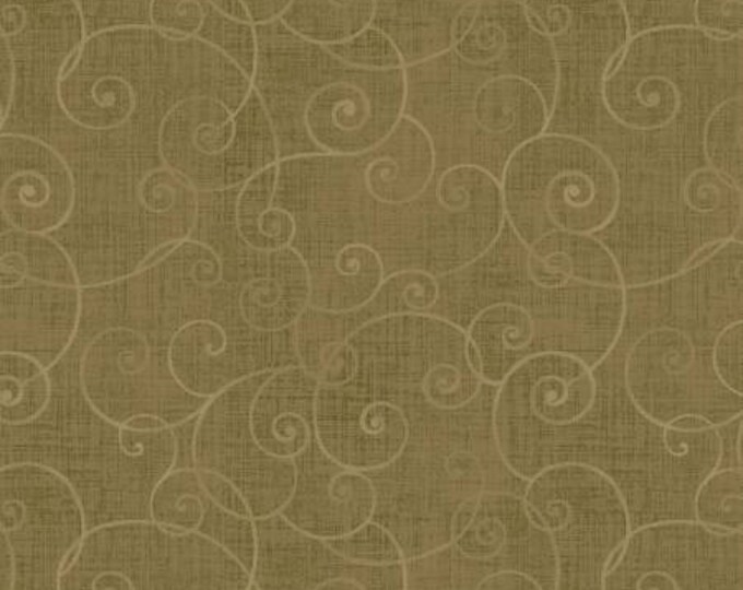 Whimsy Basics Olive Swirl Fabric Yardage, Color Principle Studio, Henry Glass, Cotton Quilt Fabric, Floral Fabric