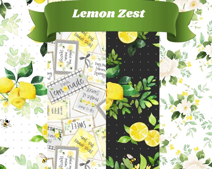 Lemon Zest Fabric Yardage, Heatherlee Chan, Clothworks, Cotton Quilt Fabric