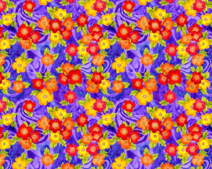 Ambiance Small Floral Purple Fabric Yardage, Dan Morris, Quilting Treasures, Cotton Quilting Fabric, Floral Fabric