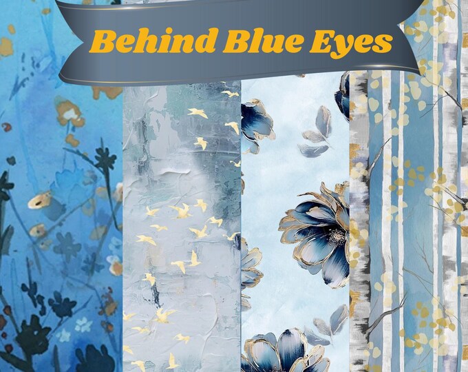 Behind Blue Eyes Fabric Yardage, Funny Girl, Studio E Cotton Quilt Fabric