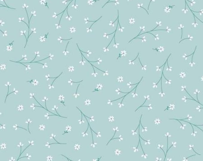 Pretty Petals Aqua Fabric Yardage, Kimberbell Designs, Maywood Studio, Cotton Quilt Fabric, Floral Fabric