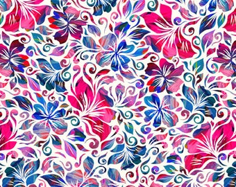 Floral Fascination Small Packed Floral Cream Fabric Yardage, Quilting Treasures, Cotton Quilt Fabric, Floral Fabric