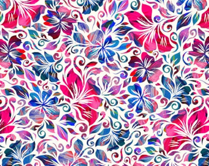 Floral Fascination Small Packed Floral Cream Fabric Yardage, Quilting Treasures, Cotton Quilt Fabric, Floral Fabric
