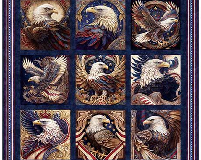 American Spirit Patriotic Eagle 36-Inch Picture Patches Fabric Panel, Morris Creative Group, QT Fabrics, Cotton Quilt Fabric