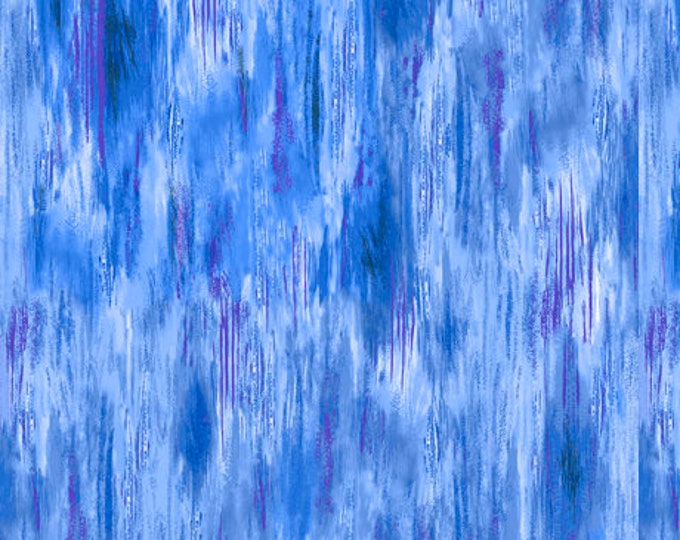 Floral Fascination Warpy Blender Blue Fabric Yardage, Quilting Treasures, Cotton Quilt Fabric