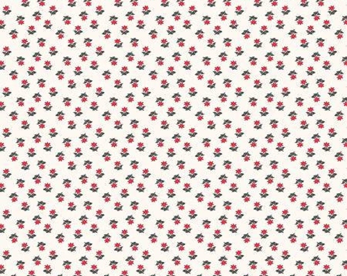 Ruby White Petite Floral Fabric Yardage, Whistler Studio, Windham, Cotton Quilt Fabric, Floral Fabric