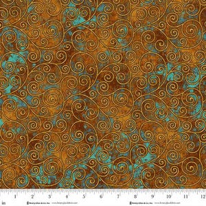 Crow-mazing Rust Scrolls Fabric Yardage, Jan Mott, Henry Glass, Cotton Quilt Fabric