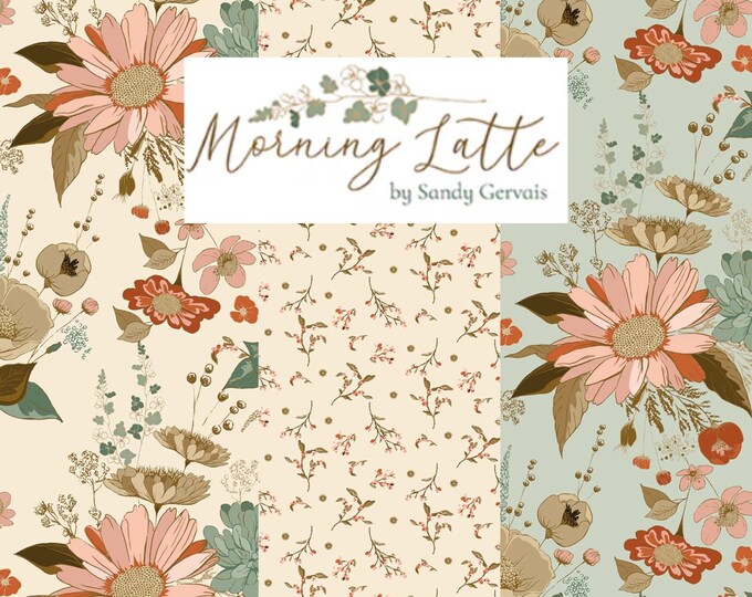 Morning Latte Fabric Yardage, Sandy Gervais, Riley Blake Designs, Cotton Quilting Fabric