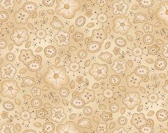 Remnant 1-2/3 Yards Born to Sew Cream Bouquet Fabric Yardage, Jacqueline Paton, Michael Miller, Cotton Quilt, Floral Fabric