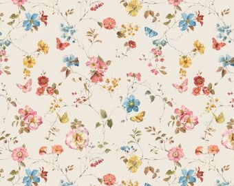 Countryside Floral Sand Fabric Yardage, Lisa Audit, Riley Blake Designs, Cotton Quilt Fabric, Floral Fabric