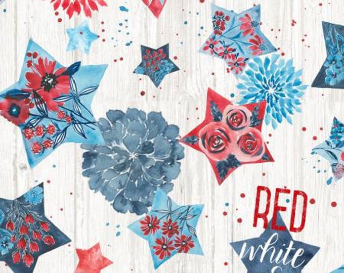 Patriotic Stars Fabric Yardage, Springs Creative, Cotton Quilt Fabric, Star Fabric, Patriotic Fabric