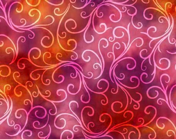 Rose Grace Scroll Pink Fabric Yardage, Quilting Treasures, Cotton Quilt Fabric, Floral Fabric