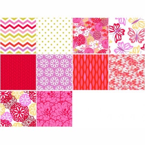 Maricella Fat Quarter Bundle, 5 Pieces, 3 Wishes Fabric, Precut Fabric, Quilt Fabric, Cotton Fabric, Modern Fabric, Chevron Fabric, Floral