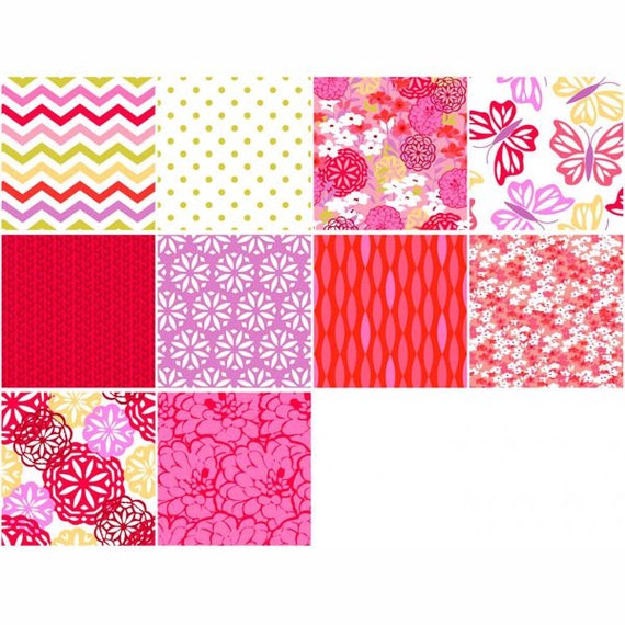 Maricella Fat Quarter Bundle, 5 Pieces, 3 Wishes Fabric, Precut Fabric, Quilt Fabric, Cotton Fabric, Modern Fabric, Chevron Fabric, Floral