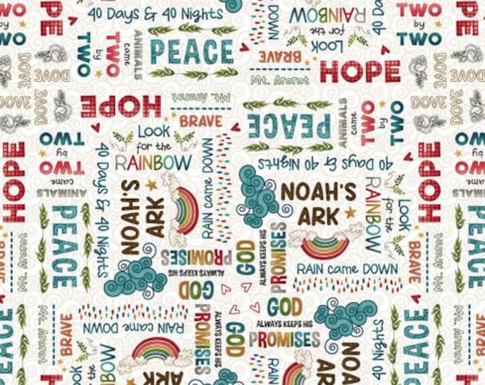Two by Two White Words Fabric Yardage, Leeanne Anderson & Kaytlyn Kuebler, Henry Glass, Cotton Quilt Fabric