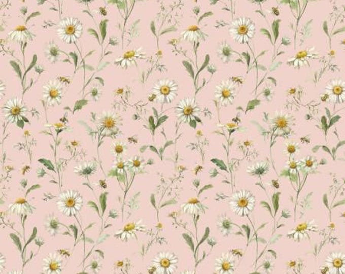 Love Me More Daisies Blush Fabric Yardage, Lisa Audit, Riley Blake Designs, Cotton Quilt Fabric, Floral Fabric