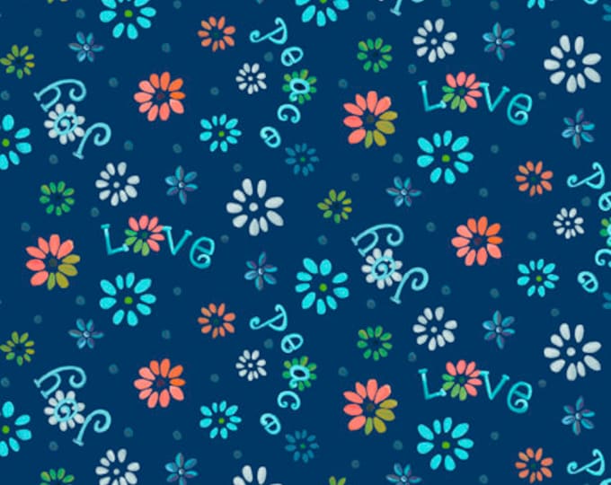 Enchanted Garden Ditsy Flowers Navy Fabric Yardage, Donna Robertson, Quilting Treasures, Cotton Quilting Fabric, Floral Fabric