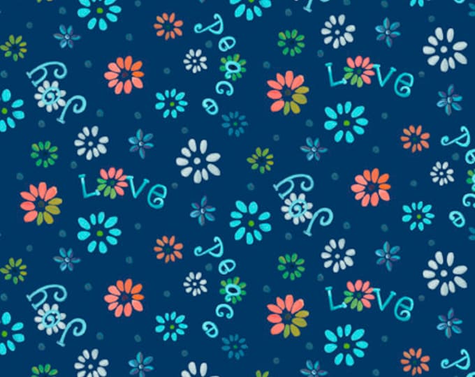 Enchanted Garden Ditsy Flowers Navy Fabric Yardage, Donna Robertson, Quilting Treasures, Cotton Quilting Fabric, Floral Fabric